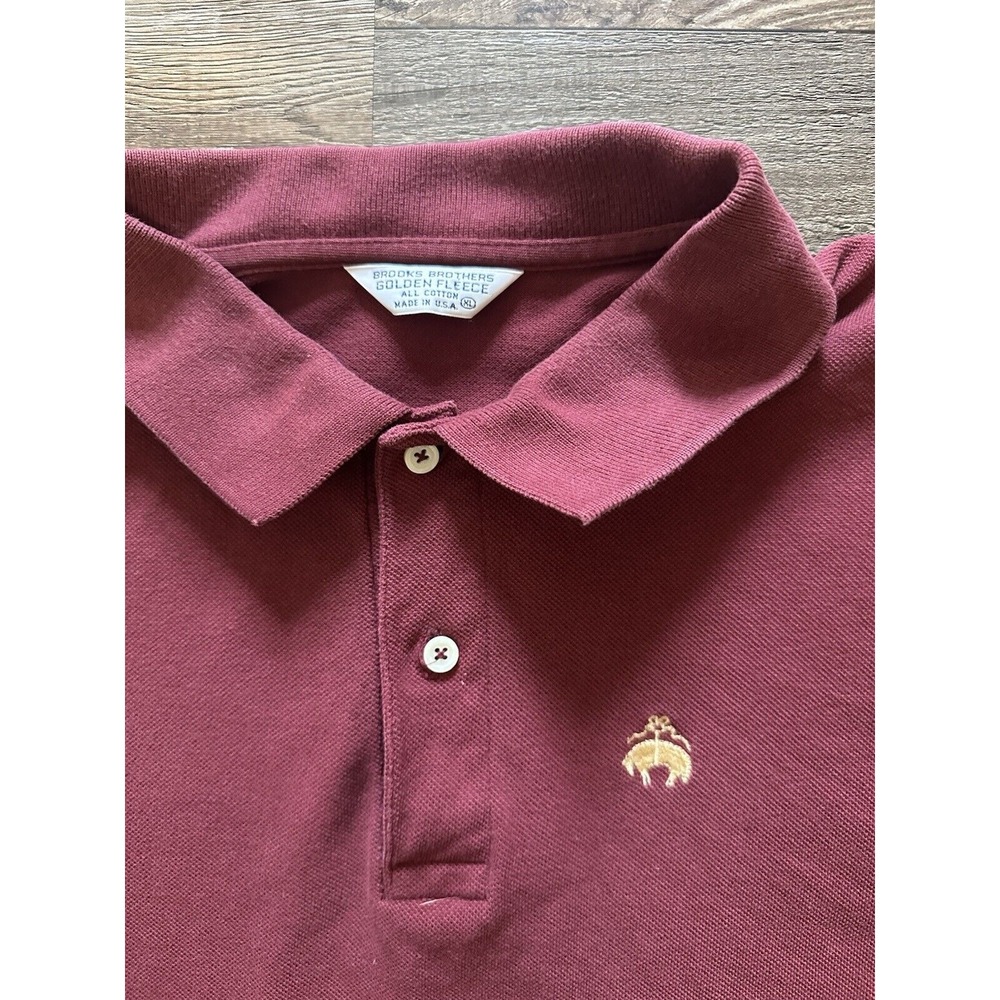 Brooks Brothers Vtg Polo Shirt Mens XL Burgundy Short Sleeve Golden Fleece Shirt - Picture 2 of 5